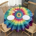 thumbnail image 3 of Colorful Tie Dye Mandala Pattern Round Tablecloth 60"x60",Wrinkle Wipeable Table Cloth for Kitchen Dining Room Picnic Patio Party, 3 of 6