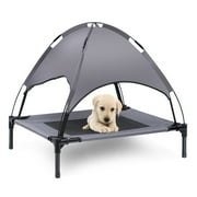 Elevated Dog Bed With Canopy, Outdoor Dog Bed, Pet Canopy With Cot, Premium 210D Polyester Canopy, Deluxe 600D PVC W/ 2x1 Textilene, Portable Raised Dog Cot Canopy, Extra Carrying Bag