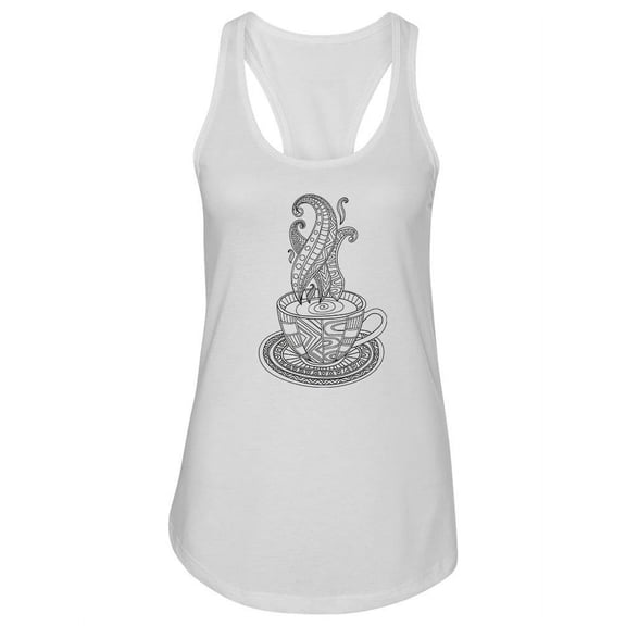 Steaming Cup Zentangle Style Racerback Tank Women -Image by Shutterstock, Female XX-Large