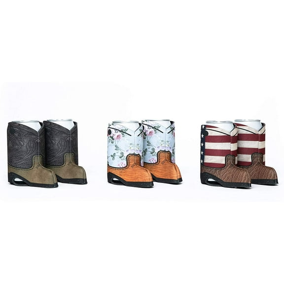 HandStands Beer Can Slim Coolie Cowboy - Beer Can Insulator & Cooler Sleeves for Drinks - Perfect Drink Cooler Sleeves for Parties, Camping, Tailgating, and More - 6 Pack