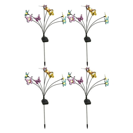 

YUANHUILI 1/2/4pcs Solar Firefly Lamp Ground Plug Lawn Light (4pcs Warm Light 8 Heads)
