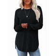 thumbnail image 3 of Long Sleeve Shirts for Women Tunic Tops for Women Loose Fit Dressy Crew Neck Pullover Basic Sweaters for Women Black S, 3 of 7