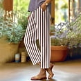HaHaHappy Striped Linen Pants for Women Summer Casual Pants Lounge