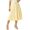 thumbnail image 4 of INSPIRE CHIC Women's Gingham Skirt Summer Casual Drawstring Waist Tiered Plaid A-Line Midi Skirts Yellow M, 4 of 6