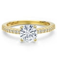 thumbnail image 3 of Gem Stone King 14K Yellow Gold White Moissanite and Lab Grown Diamond Engagement Ring for Women | 1.36 Cttw | Round 7MM | Gemstone Birthstone | Size 6, 3 of 7