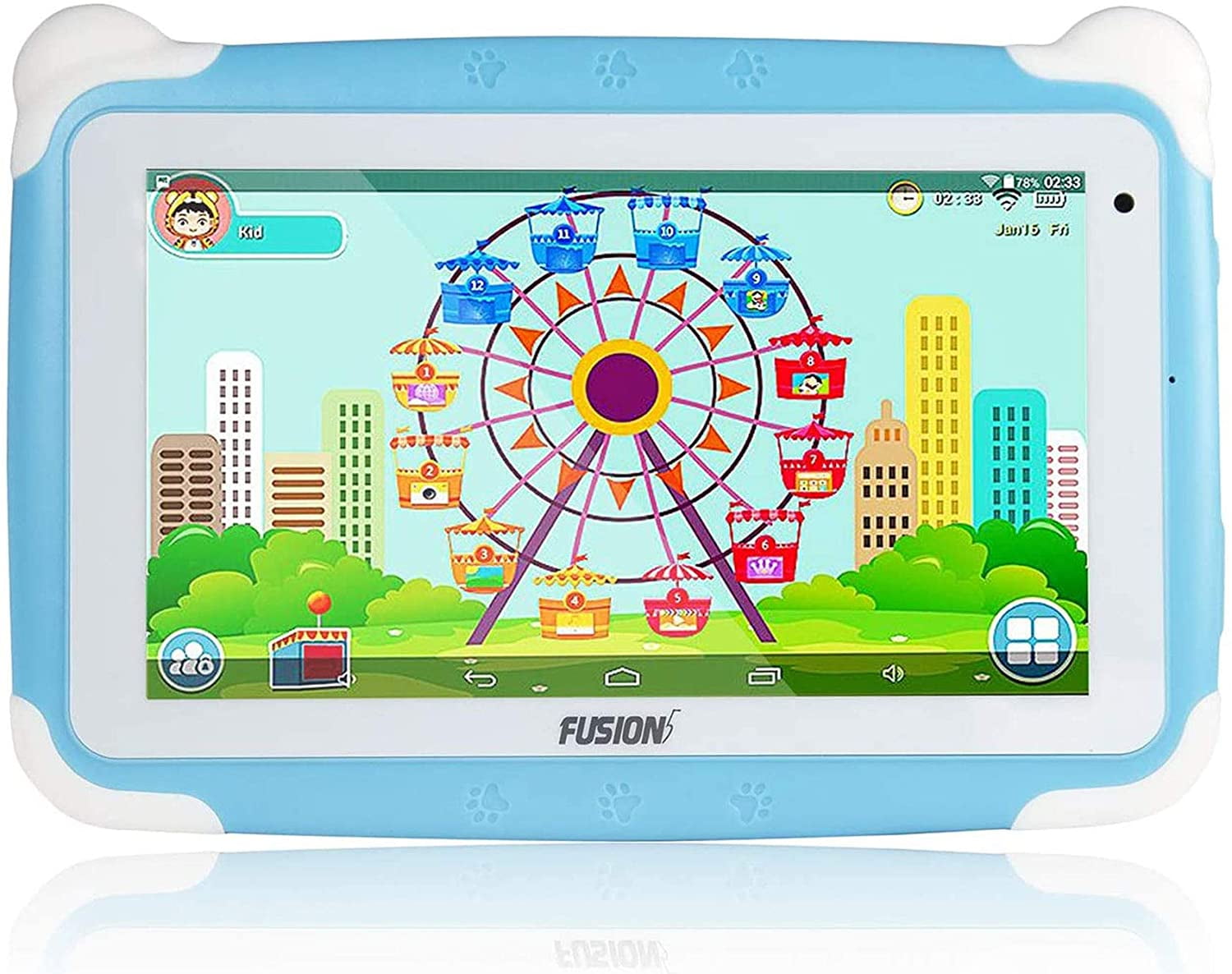 Fusion5 7&quot; KD095 Kids Tablet PC - 64-bit Quad-core, Android 8.1 Oreo, WiFi, Parental Controls, Kids Learning Tools, 32GB Storage, Dual Cameras, Kids apps, Tablet PC for Kids (Blue)