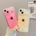 thumbnail image 3 of iPhone 14 Pro Max Case 6.7 inch,Cute Clear Summer Gradient Shell Water Droplet Shape Camera Frame Wavy Edge Flower Edge Transparent Full Protection TP, 3 of 4