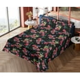 thumbnail image 4 of Ambesonne Flowers Vintage Fitted & Flat Sheet with Sham 3 Pcs Set, Delicate Roses Art, Twin XL, Pistachio Green Blush, 4 of 5