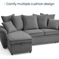 thumbnail image 6 of Linsy Home Oversized 91" Sleeper Sofa Bed with Reversible Storage Chaise, Pull Out Couch Bed with USB, Side Pocket & Two Pillows, Grey, 6 of 9