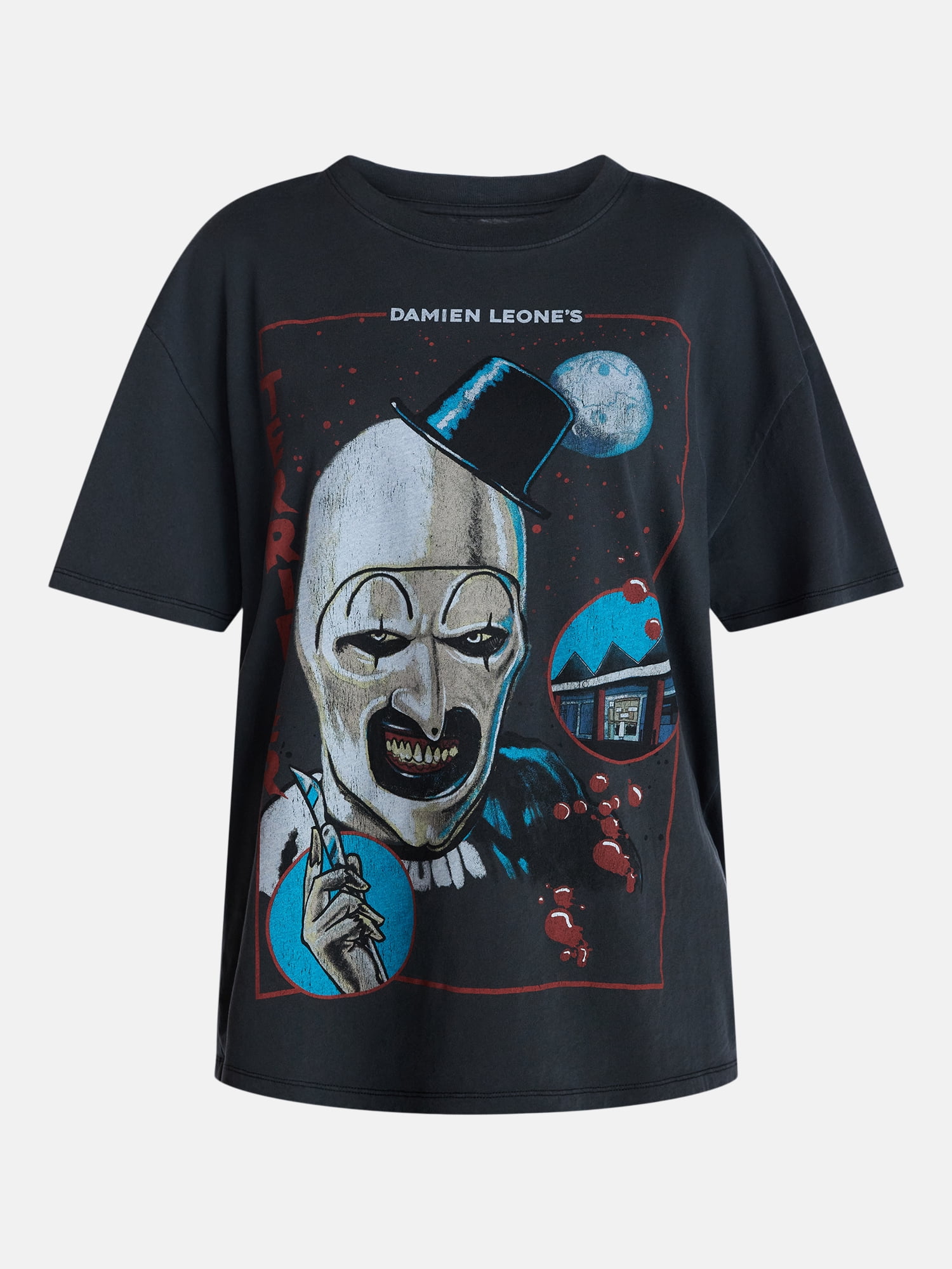 Terrifier Women's Collage Halloween Graphic Tee with Short Sleeves, Sizes XXS-XXL