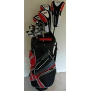 Mens Golf Set Clubs Driver, Woods, Hybrid, Irons, Putter and Cart Bag Complete Stiff