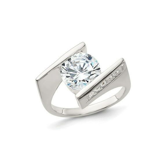 Gem & Harmony Sterling Silver Cubic Zirconia (CZ) Polished Ring for Women