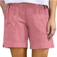 thumbnail image 7 of Women's Linen Casual Shorts with Elastic High Waist, Loose Drawstring Summer Beach Bottoms with Pockets, Solid Color Breathable Lounge Pants for Vacation and Travel, 7 of 7