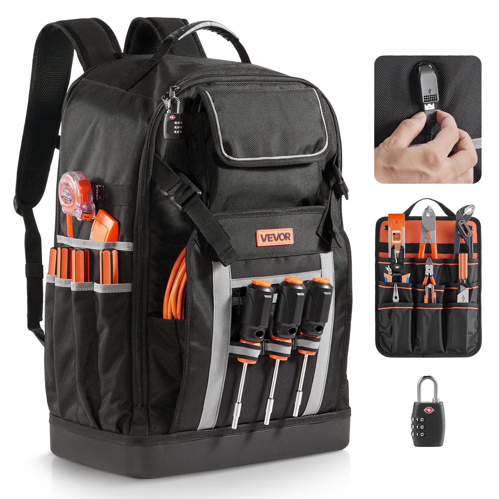 VEVOR Tool Backpack, 56 Pockets, Heavy-duty Tools Storage