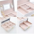 thumbnail image 2 of Joyero, joyero para mujer, joyero de piel sintética con 2 cajones, joyero con cerradura y espejo, caja de viaje portátil, forro de terciopelo, 2 of 5