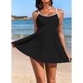 thumbnail image 5 of SHEWIN Womens Swimdress One Piece Color Block Swimsuits Tummy Control Swimwear High Waisted Push Up Bathing Suit with Pocket, 5 of 6