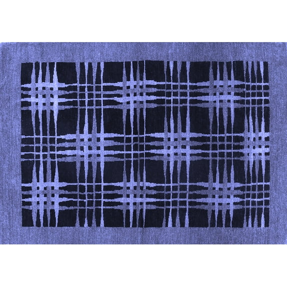 Ahgly Company Indoor Rectangle Abstract Blue Contemporary Area Rugs, 7' x 10'