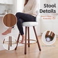 thumbnail image 5 of HomeZeer 26" Swivel Bar Stools Set of 2, White PU Leather with Back & Footrest, Solid Wood Legs Anti-Slip Base, Counter Height Stools for Kitchen Island, 5 of 10