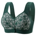thumbnail image 2 of Feancey Womens Plus Size Front Closure Bras Floral Embroidered Everyday Brassiere Full Coverage Casual No Underwire Bra Supportive Minimizer Bras Army Green L, 2 of 5