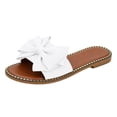 thumbnail image 3 of Domuza Women's Bow Knot Slides Open Toe Flat Sandals 2026 Summer Slip On Slippers White 8（EU-40）, 3 of 5
