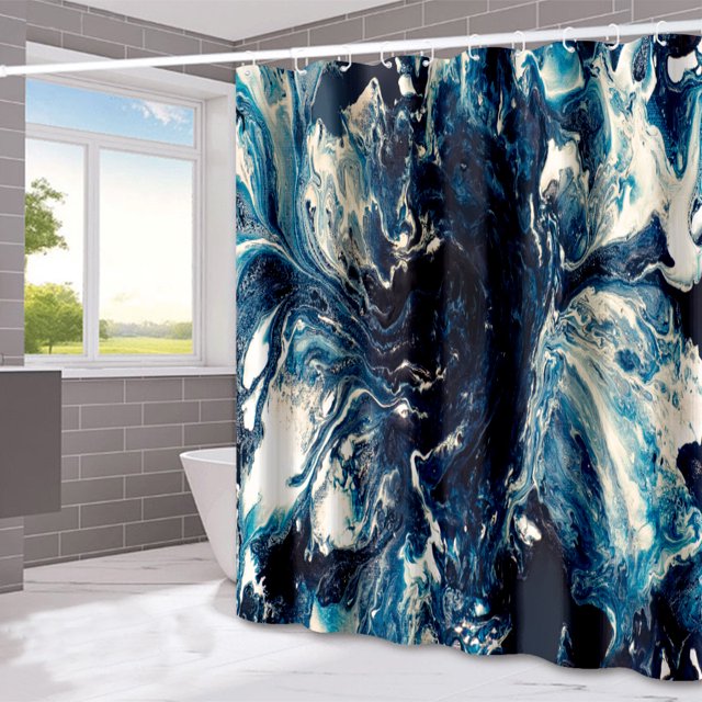 Cortina de ducha impermeable simple moderna, lavable a máquina, secado rápido, 180x180 cm para bañera o baño TUNC Sencillez