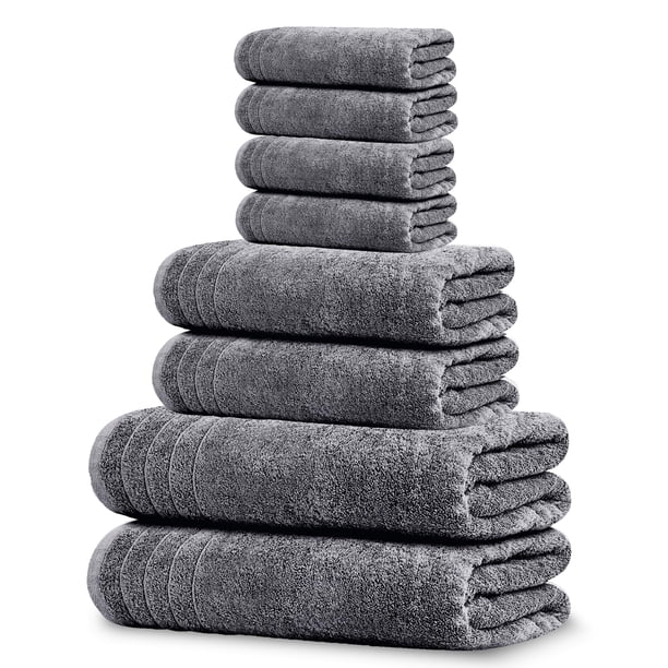 Juego de toallas Tens Towels, 8 piezas, 100% algodón, gris oscuro
