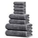 thumbnail image 1 of Juego de toallas Tens Towels, 8 piezas, 100% algodón, gris oscuro, 1 of 7