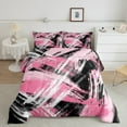 thumbnail image 2 of Manfei Pink Black Graffiti Bedding Comforter Set,Modern Abstract Geometric Twin Comforter Sets,Vitage Stripe Pattern Bedding Set For Kids,Super Cozy Room Decor Reversible,2pcs, 2 of 8