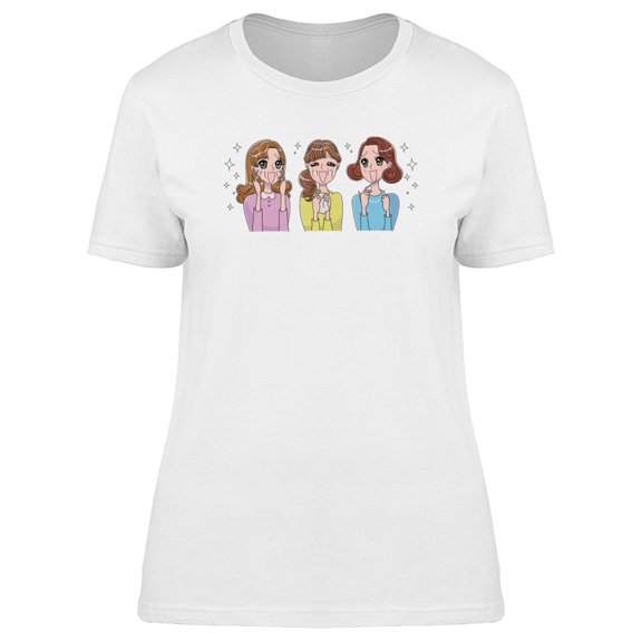 Cute Happy Ladies Cartoon Tee Women's -Image by Shutterstock