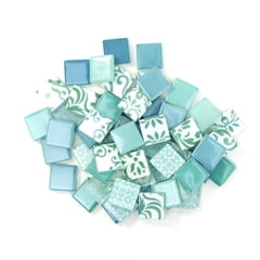 Mosaic Mercantile Patchwork Tiles - Light Blue/Teal, 1 lb