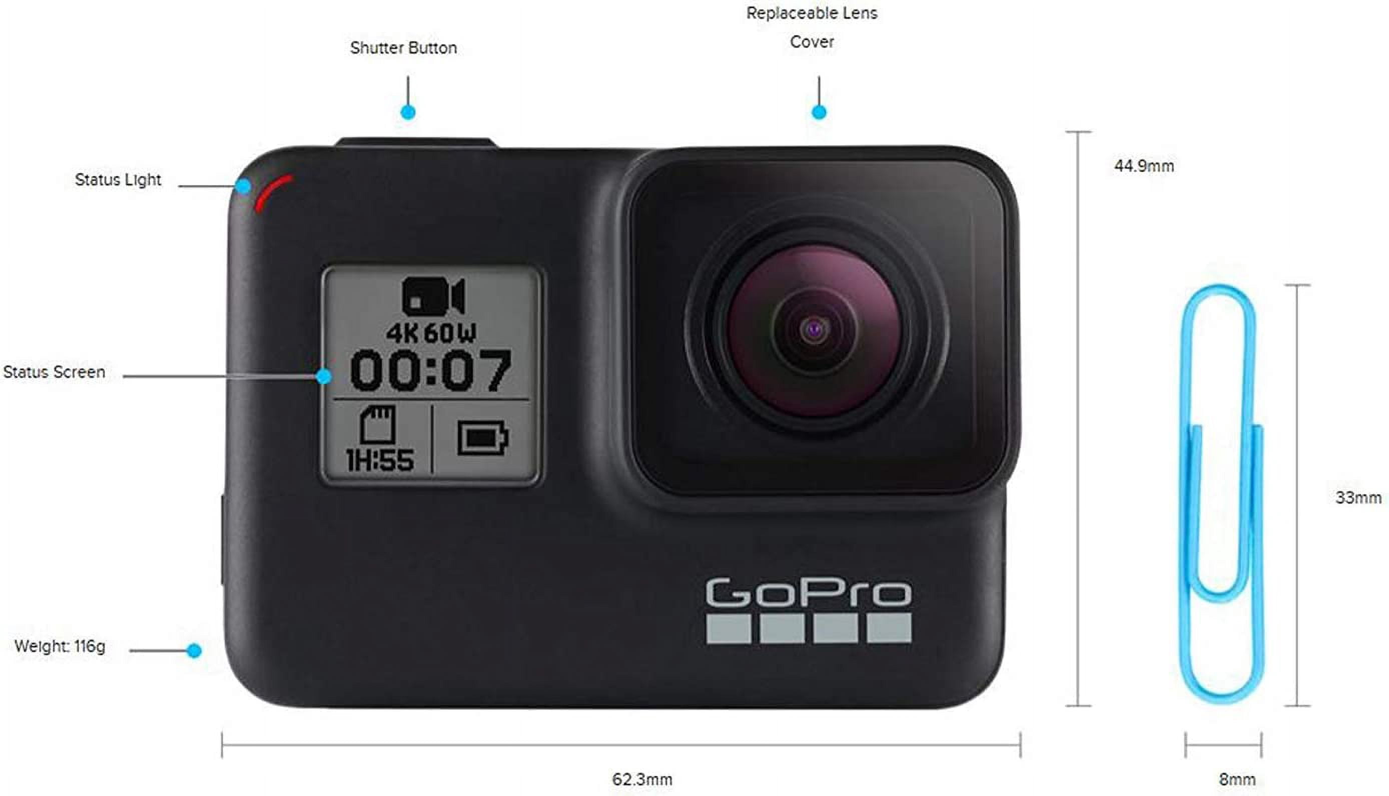 GoPro HERO7 Black - E-Commerce Packaging - Waterproof Digital Action Camera with Touch Screen 4K HD Video 12MP Photos Live Streaming Stabilization