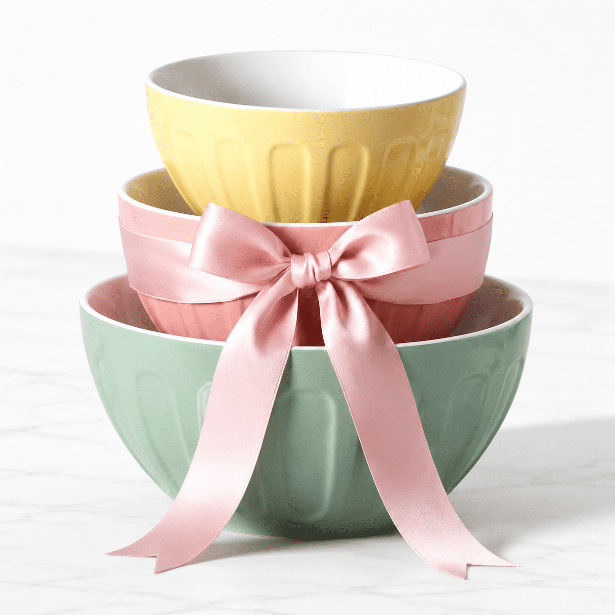 3-Piece Pastel Ceramic Nesting Mixing Bowl Set, 3.2/1.7/1.2 Qt