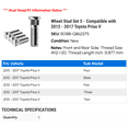 thumbnail image 2 of Wheel Stud Set 5 - Compatible with 2012 - 2017 Toyota Prius V - Autopart Premium, 2 of 2