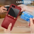 thumbnail image 2 of Crossbody Wallet Case for Samsung Galaxy Z Flip 5 Case with 2-Card Credit Card Holder Slot Shockproof Cover Slim Fit PU Leather Protective Phone Case for Women Men-Red, 2 of 12
