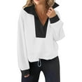 thumbnail image 2 of Yangnuo Womens Fashion Loose Sweatshirts Women's Loose Color-blocked Long-sleeved Turtleneck Pullover Sweater Top, 2 of 5