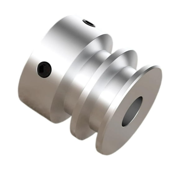 CHANCS Aluminum Alloy Double V-Belt Pulley 30mm OD 10mm Fixed Bore Pulley for Motor Shaft 6mm(1/4") PU Round Belt