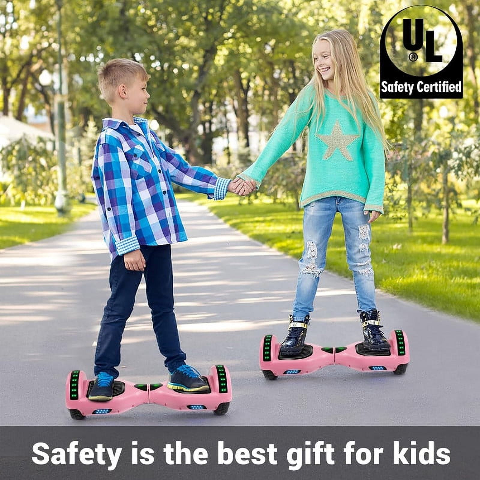Electric Hoverboard for Girls with Bluetooth 6.5" Flashing LED Wheels Self Balancing Scooter, 200 lb Weight Limit, Pink