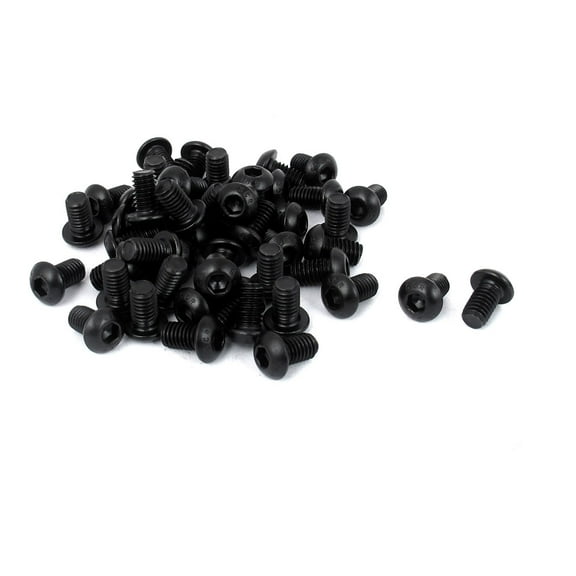 Unique Bargains M6x10mm Alloy Steel Button Head Hex Socket Cap Screw Bolt Black 50Pcs