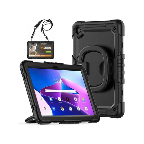 Lenovo Tab M10 Plus 3rd Gen 10.6 inch Case Model TB-125F TB-128F with Screen Protector, Drop-Proof Protection Case with Stand & Shoulder Strap & Pen Holder
