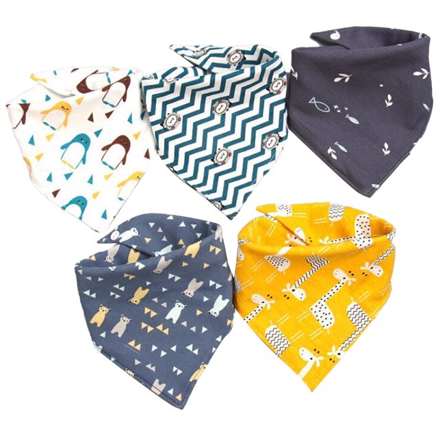 Toalla de saliva para bebé Laklulu Toalla triangular para bebé Algodón puro Botón doble a presión Impermeable