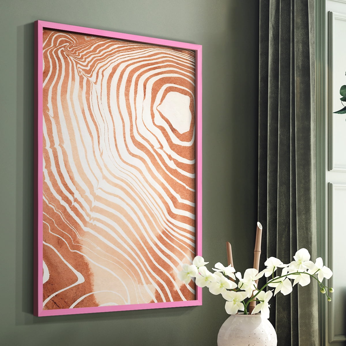 Wood Grain Suminagashi II Framed Print - Solid Wood in Single Picture Frame Solid Wood 2 Framed Print