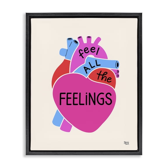 Stupell Industries Feel All The Feelings Text & Numbers Painting Black Floater Framed Canvas Art Print Wall Art, 17 x 21