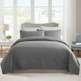 thumbnail image 2 of JML Quilt Set Queen Size, Soft Microfiber Coverlet Set With 2 Shams,Grey Weave, 3 Piece, 2 of 6
