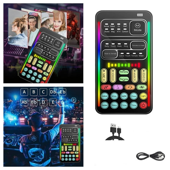 BotaniNest 2025 Short Video Live Must Voice Changer Voice Modulator I9 Voice Changer Set Multifunction Portable Mini Sound Card Mini Different Live Broadcast Voice Changer Game Computer