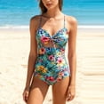 thumbnail image 1 of Trajes de baño para mujer, Trajes de baño para mujer, Traje de baño bikini de tirantes sin espalda de color liso para mujer, Conjunto de bikini con bloques de color y hombros descubiertos, Traje de ba, 1 of 5