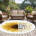 thumbnail image 4 of Yellow Sunflower Round Area Rug 6Ft Washable Circle Rugs for Bathroom Office, Floral Rustic White Quotes Non-Slip Carpet Floor Mats Indoor Outdoor Carpet Runner Aesthetic Home Decor, 4 of 8