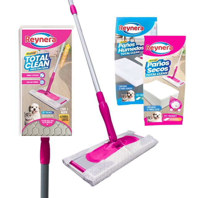 Mop Total Clean Con Repuestos De Toallas Secas Y Humedas Reynera 6-0-5270