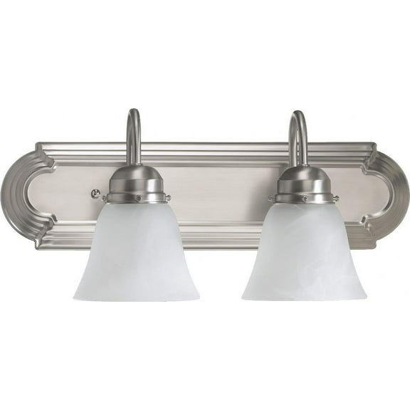 2 Light Vanity Light in Bailey Street Home Home Collection Style 18 inches Wide By 8 inches High-Satin Nickel Finish-Fau Alabaster Glass Color Bailey