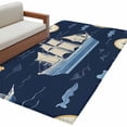 thumbnail image 2 of 3'x5' Area Rugs, Navy Blue Boat Coastal Indoor Outdoor Area Rug for Living Room Bedroom, Summer Sea Beach Ocean Nautical Washable Bathroom Rugs Kitchen Floor Carpet Mats Home Decor Aesthetic, 2 of 8