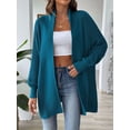 thumbnail image 6 of Women'S Fall Winter Solid Color Casual Oversized Long Sleeve Chunky Knit Cardigan Sweater Jacket Peacock Blue One size, 6 of 8